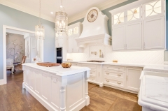 Formal traditional white kitchen with custom hood-Allandcabinet