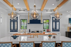 Navy blue and white painted transitional kitchen with shaker insert framed door-Allandcabient