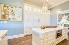 Formal traditional white kitchen with custom hood-Allandcabinet