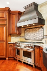 Traditional cherry wood kitchen abinet with rich stain color-Allandcabinet