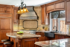 Traditional cherry wood kitchen abinet with rich stain color-Allandcabinet