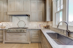 Stained solid wood kitchen cabinet with shaker door and frame -Allandcabinet