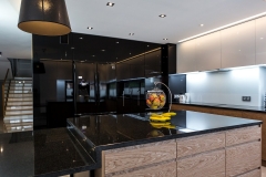 High gloss lacquer painted and wood grain modern design kitchen-Allandcabinet