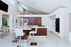 Modern design two tone kitchen design with wood grain -Allandcabinet