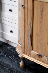 Transitional framed flush inset door kitchen with biege painted and rustic wood tone cabinets-Allandcabinet