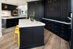 Tansitional full overlay door dark blue painted shaker kitchen