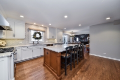 Painted shaker kitchen with stained cherry island-Allandcabinet