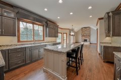 Rustic stained cherry traditional kitchen cabinet with beatiful mullion door-Allandcabinet