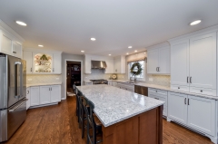 Painted shaker kitchen with stained cherry island-Allandcabinet