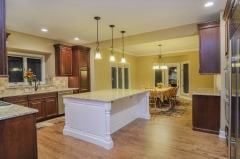 Stained cherry tradtional kitchen cabinet with white island-Allandcabinet