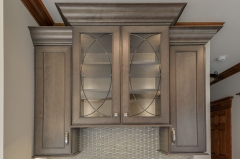 Rustic stained cherry traditional kitchen cabinet with beatiful mullion door-Allandcabinet