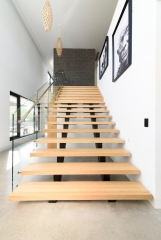 Double stringer staircase with standoff glass railing-Allandhousing (1)