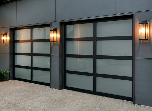 Black frame frosted glass garage door-Allandhousing