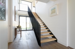 Iron beam and wood steps staircase-Allandmetal