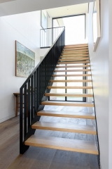 Iron beam and wood steps staircase-Allandmetal