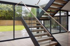 Modern double stringer staircase with wood tread and handrail allandmetal staircase and railings (3)