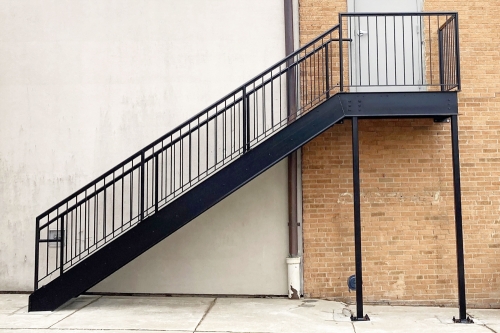 Dual stringers exterior straight staircase for outdoor -Allandmetal