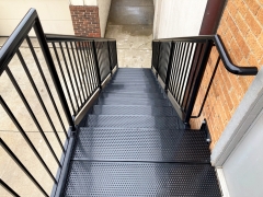 Dual stringers exterior straight staircase for outdoor -Allandmetal