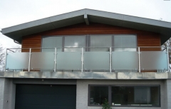 Frosted glass railing with stainless steel baluster for balcony