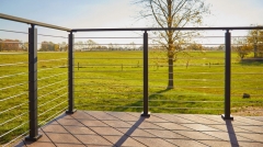 Steel cable railing floor mounted railing with black color