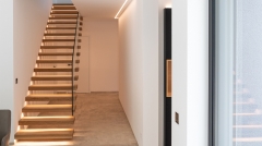 Modern freestanding cantilever staircase with LED light design