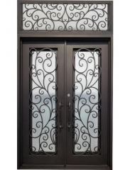 Front entry iron door with transom for exterior