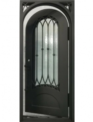 Pre-hung forged Iron signle door with decorative grilles design