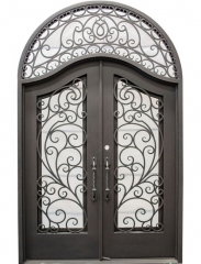 Exterior forged grill design front main door with transom