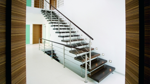 Cantilever staircases freestanding stairs with stainless steel railing