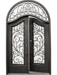 Exterior forged grill design front main door with transom