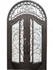 Exterior forged grill design front main door with transom