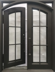 Modern full lite wrought iron double door for entry