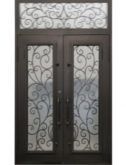 Front entry iron door with transom for exterior