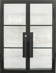 Double front entry wrought iron door with tempered glass