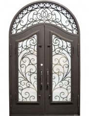 Exterior forged grill design front main door with transom