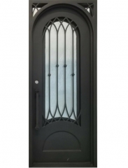 Pre-hung forged Iron signle door with decorative grilles design