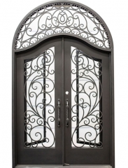 Exterior forged grill design front main door with transom