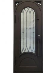 Pre-hung forged Iron signle door with decorative grilles design