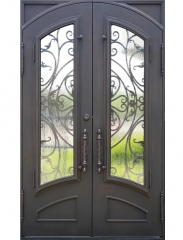 Iron door with double rain glass for villa front entry