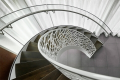 Customized curved stacked freestanding wood stairs