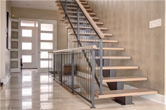 Galvanized mono stringer staircase with vertical steel railing
