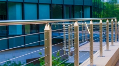 Stainless steel cable railing floor mounted for exterior patio