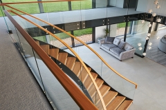 Modern Curved Floating Staircase With Standoff Glass Railings