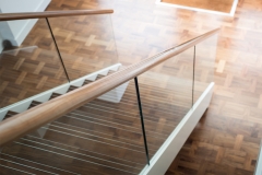 U channel staircase beam straight wooden stairs design with glass balustrade