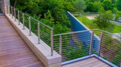 Stainless steel cable railing floor mounted for exterior patio