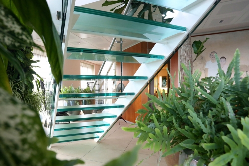 Contemporary glass staircase design for modern homes