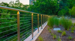 Stainless steel cable railing floor mounted for exterior patio