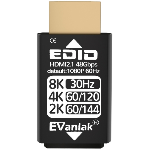 8K 30Hz HDMI Dummy Plug, 4K EDID Emulator Virtual Display Adapter, Headless Ghost HDMI 2.1 Emulator Supports 8K@30Hz / 4K@120Hz / 1440p@144Hz / 1080p@