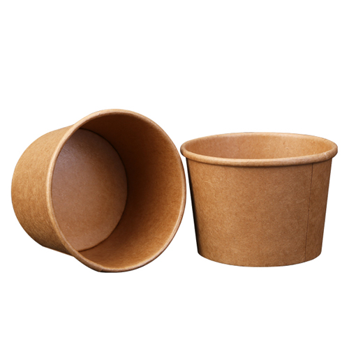 8oz 12oz Small Kraft Paper Cup Bowl Ice Cream Cups Waterproof Paper Disposable Bowl with Lid