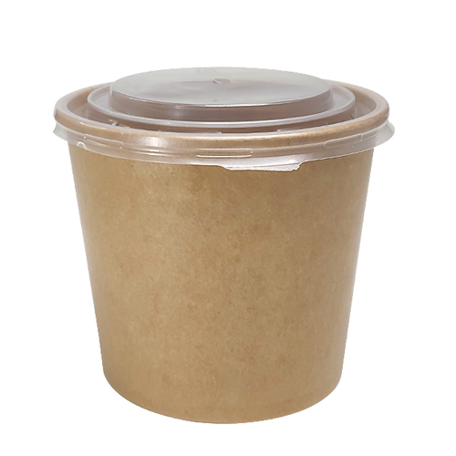 Food Grade Kraft Paper Packaging Conatiners 1200ml Noodles Serving Paper Tubs Disposable Bowl with Lid